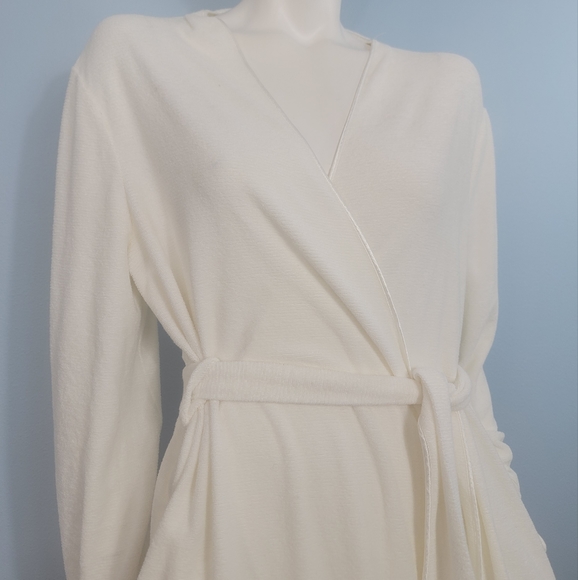 ๐ La Perla Joelle crisp white terrycloth long robe size Medium ๐ - Picture 8 of 11